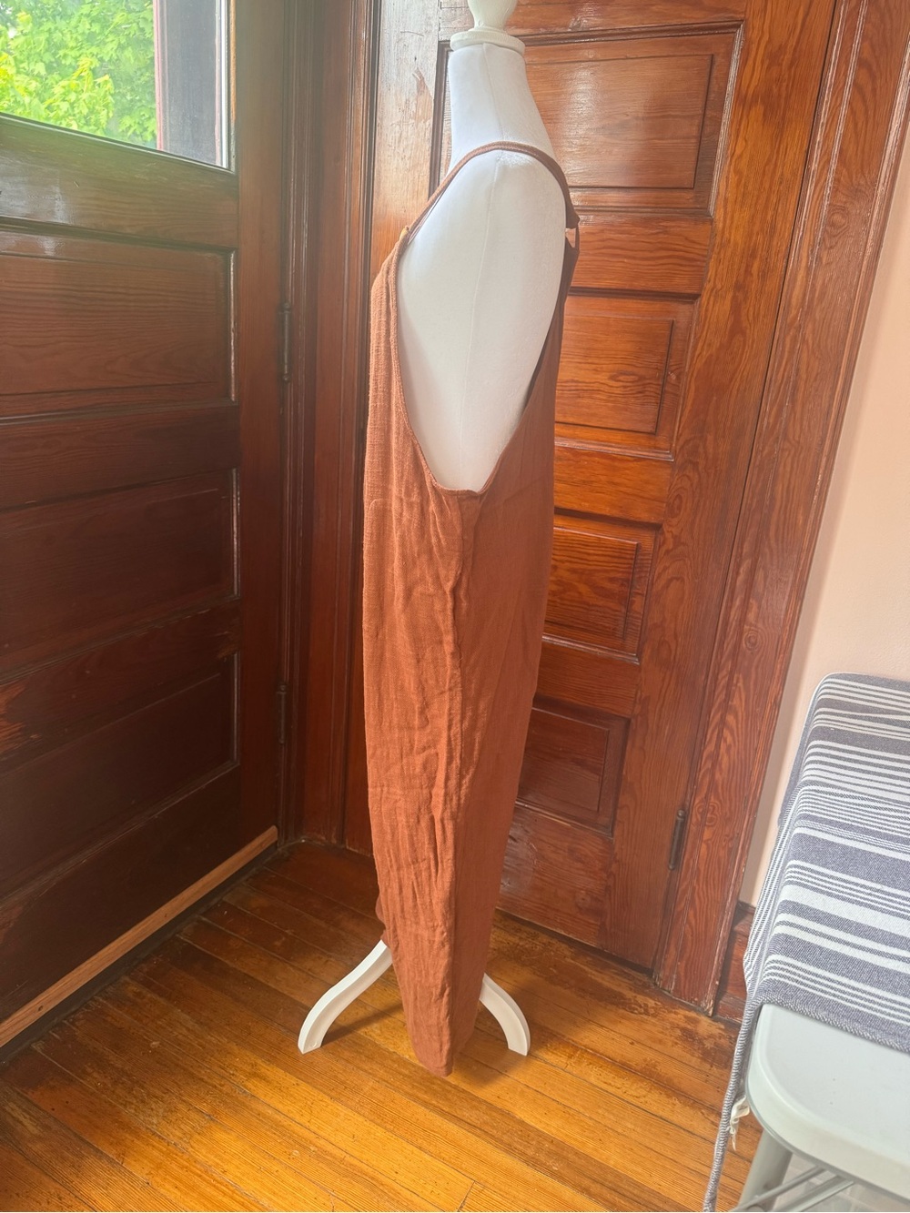 Free People Linen Romper Rust Oversized Boho Overalls M - Picture 3 of 5